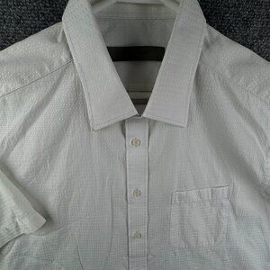 Givenchy Men White Short Sleeve Button Up Shirt Geometric Cotton Blend Pocket